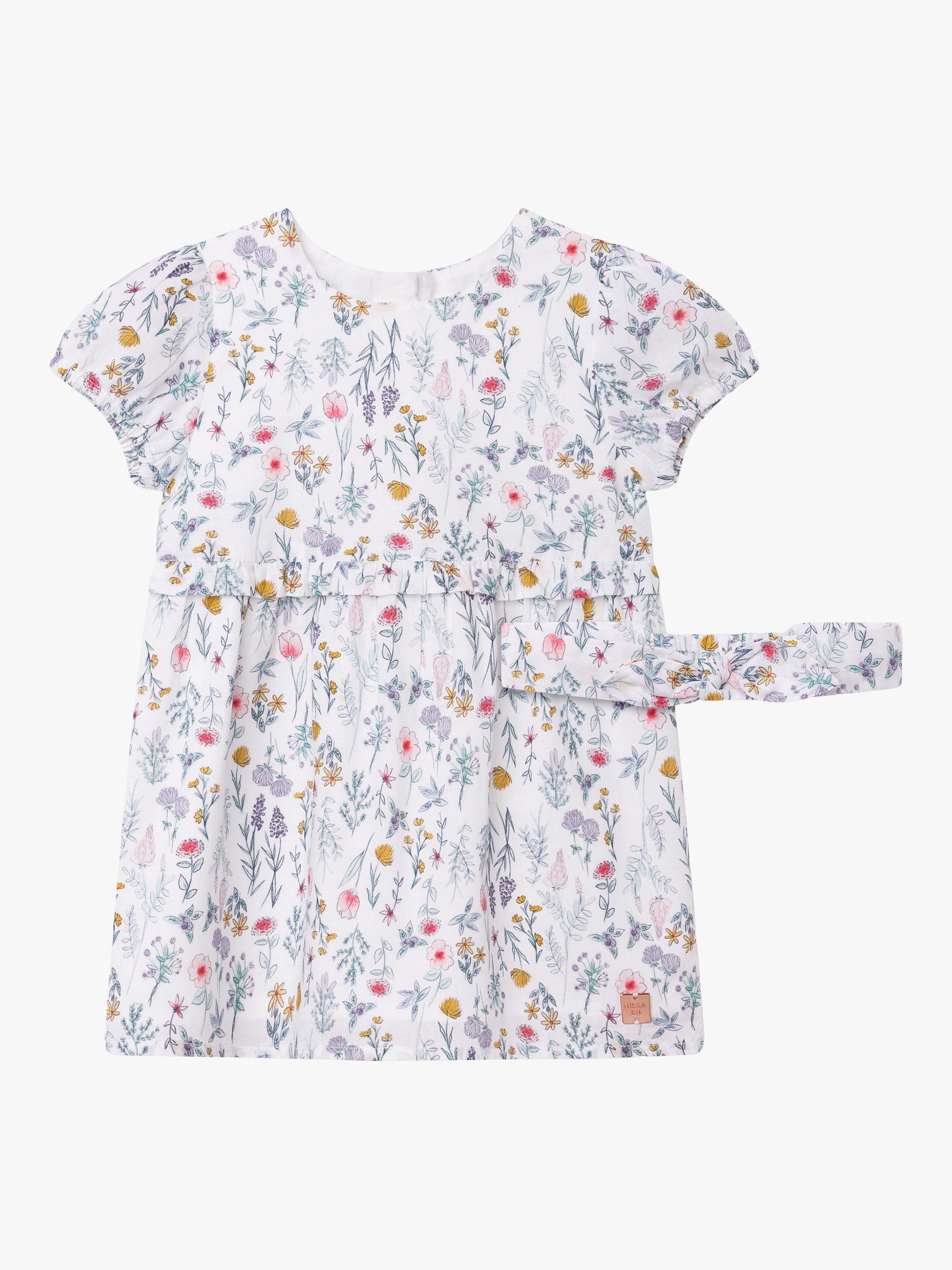 Carrément Beau Baby Floral Dress And Headband, White