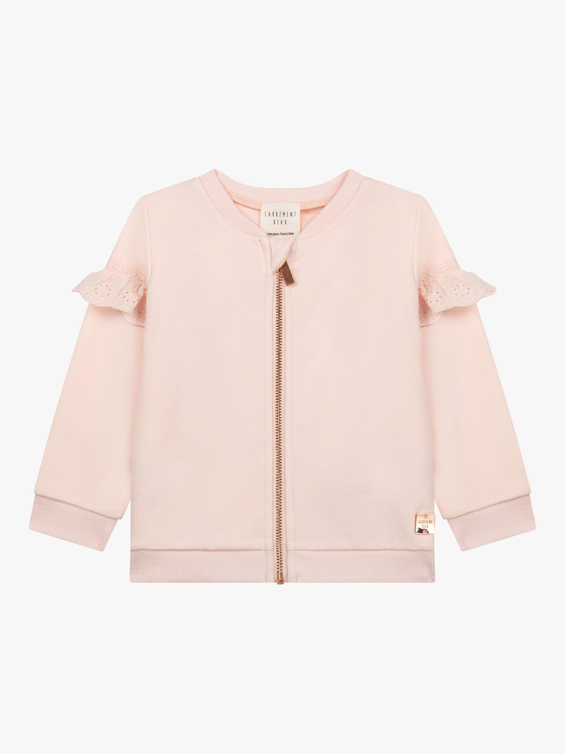 Carrément Beau Baby Fleece Cardigan, Litchi