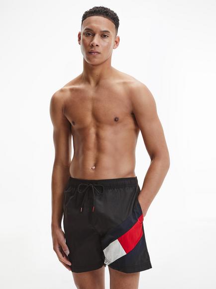 Tommy Hilfiger Recycled Nylon Flag Swim Shorts, Black