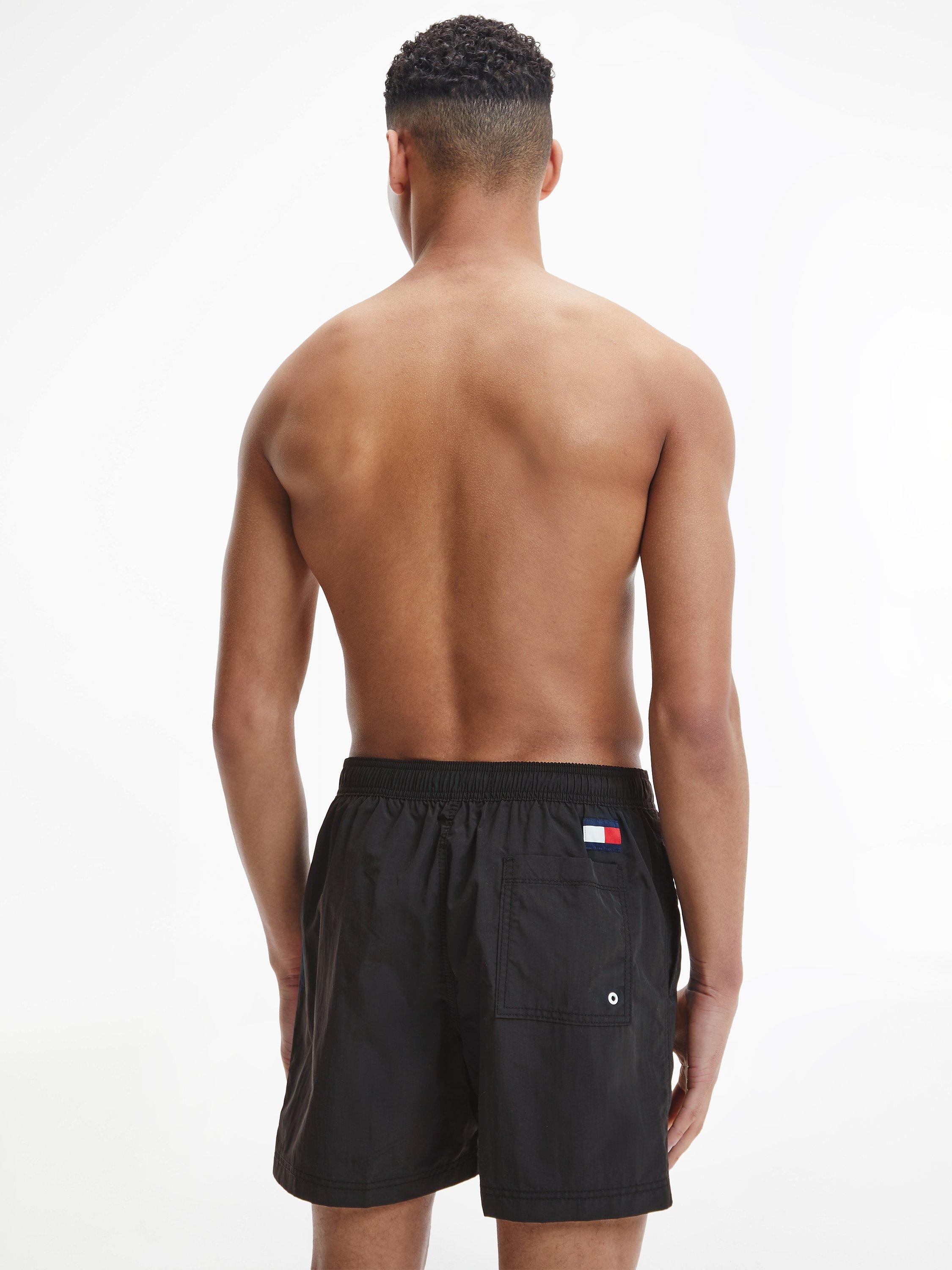 Product image 2 of 5, which shows Tommy Hilfiger Recycled Nylon Flag Swim Shorts, Black, S