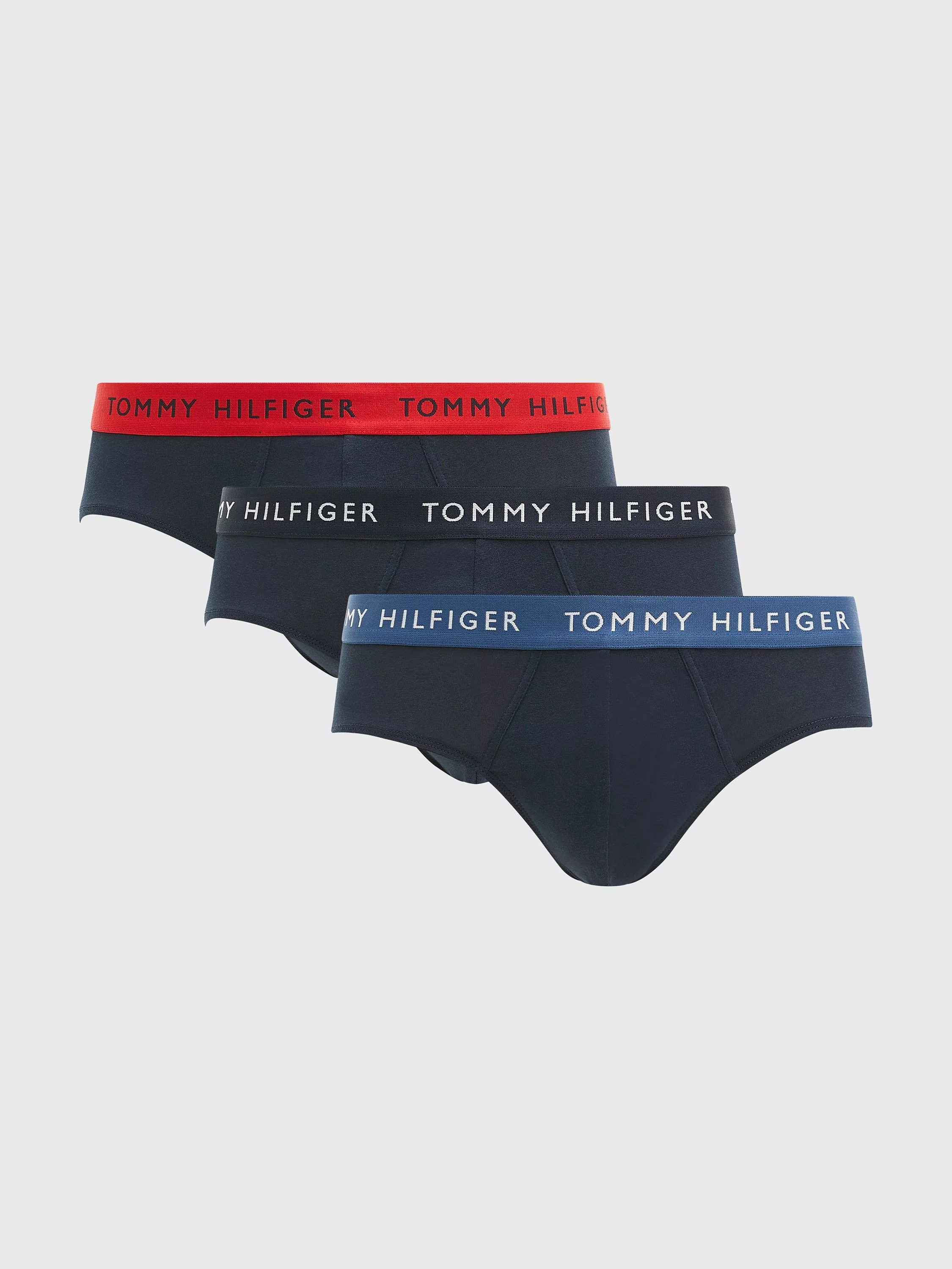 Tommy Hilfiger Recycled Cotton Blend Briefs, Pack of 3, Des Sky/Petrol Blue/Prim Red