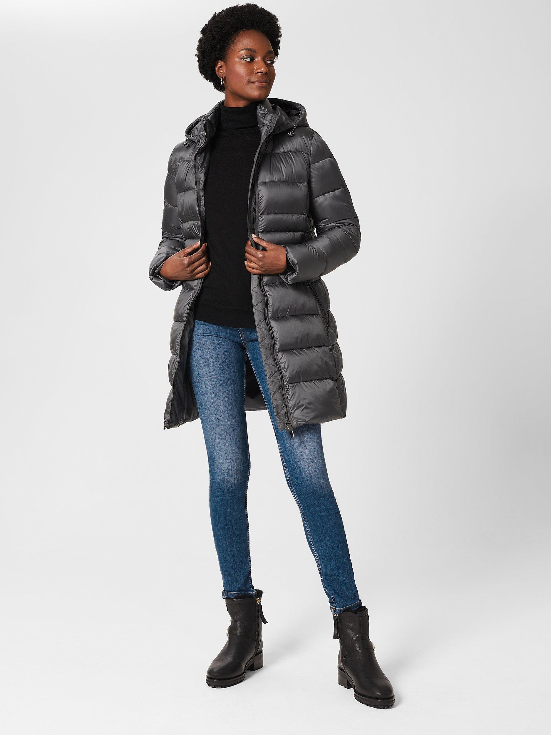 Hobbs Petite Danika Longline Puffer Jacket Charcoal Grey