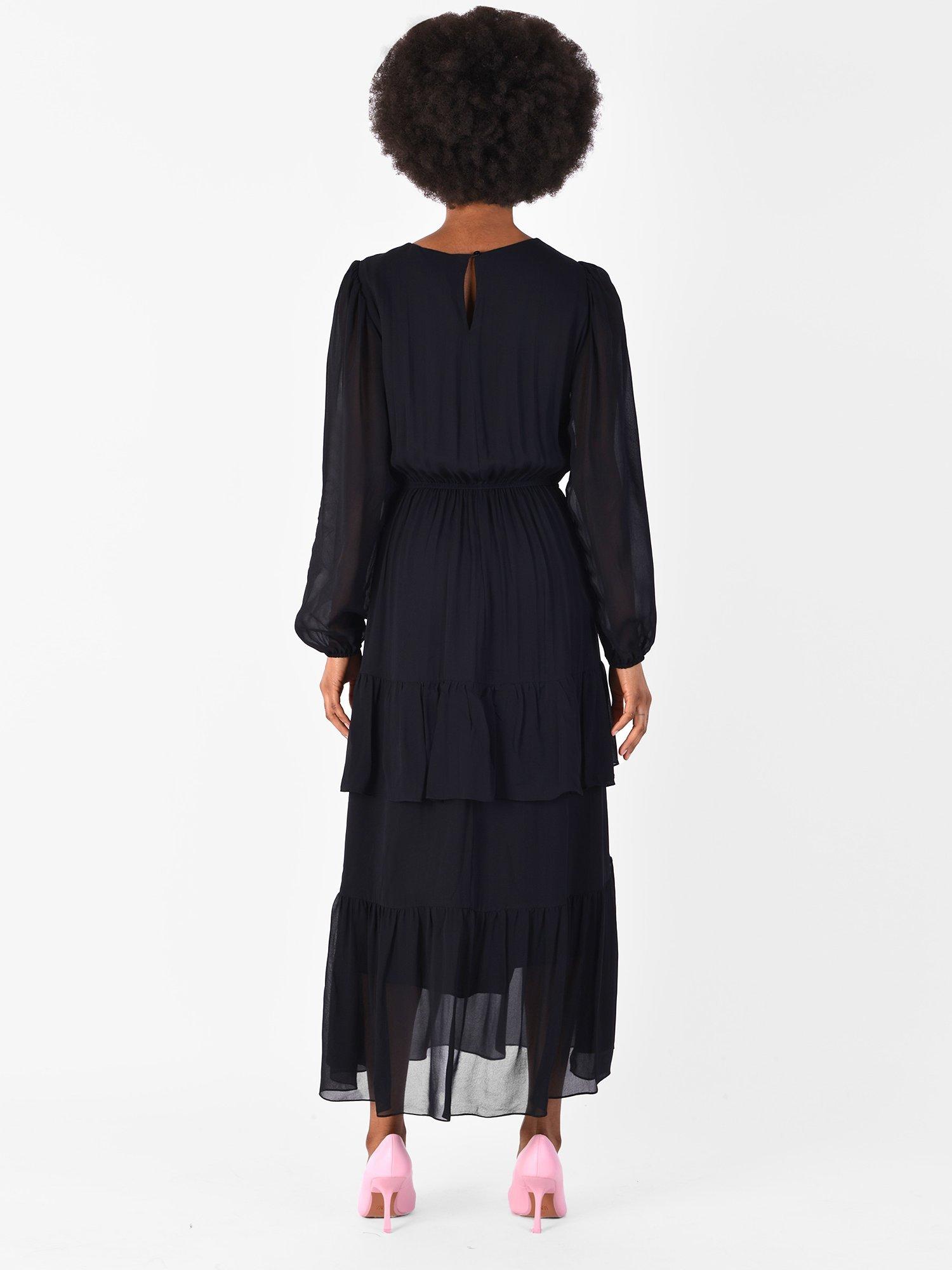 Product image 2 of 6, which shows Ro&Zo Tiered Midi Dress, Black, 6