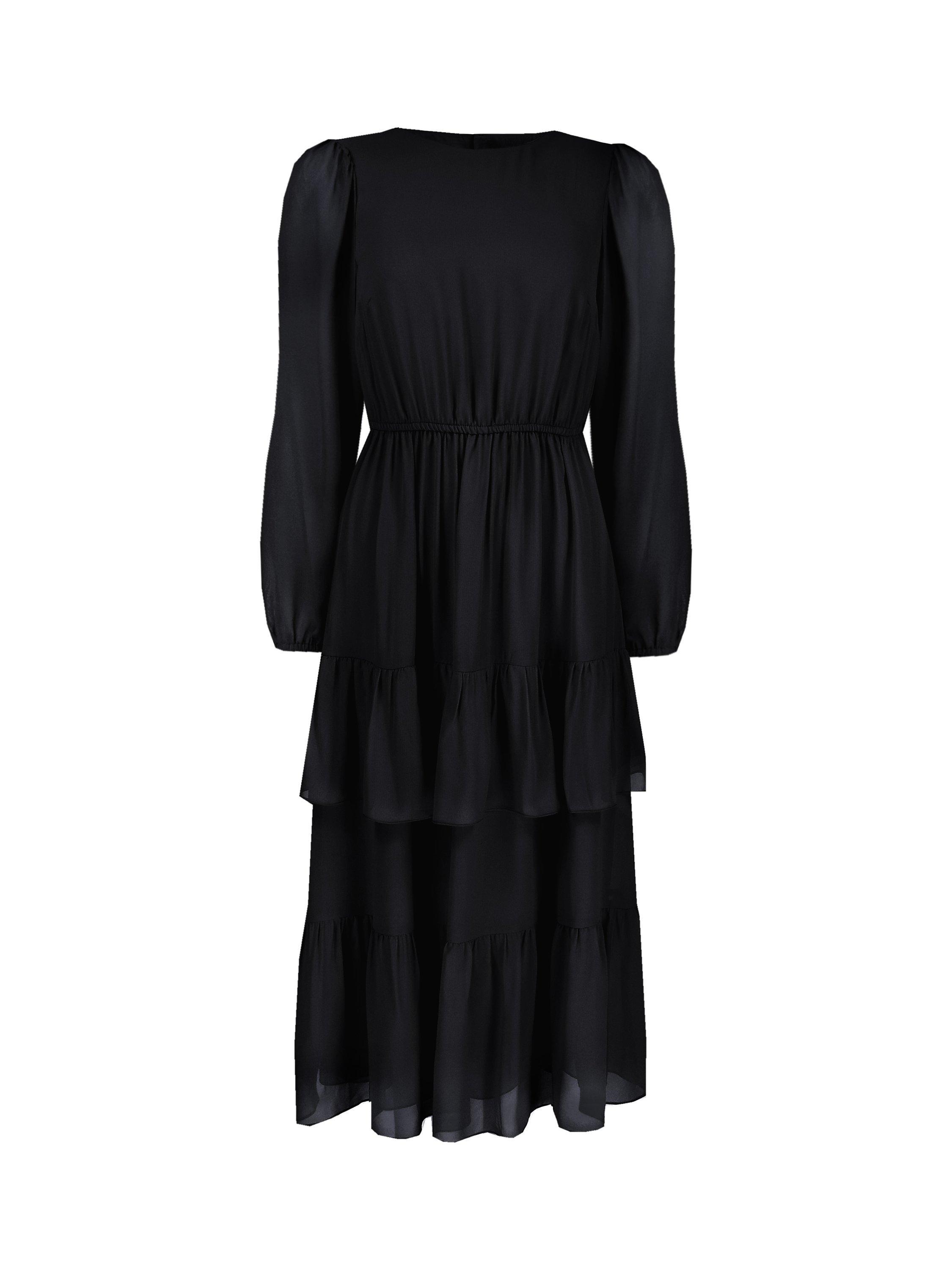 Product image 5 of 6, which shows Ro&Zo Tiered Midi Dress, Black, 6