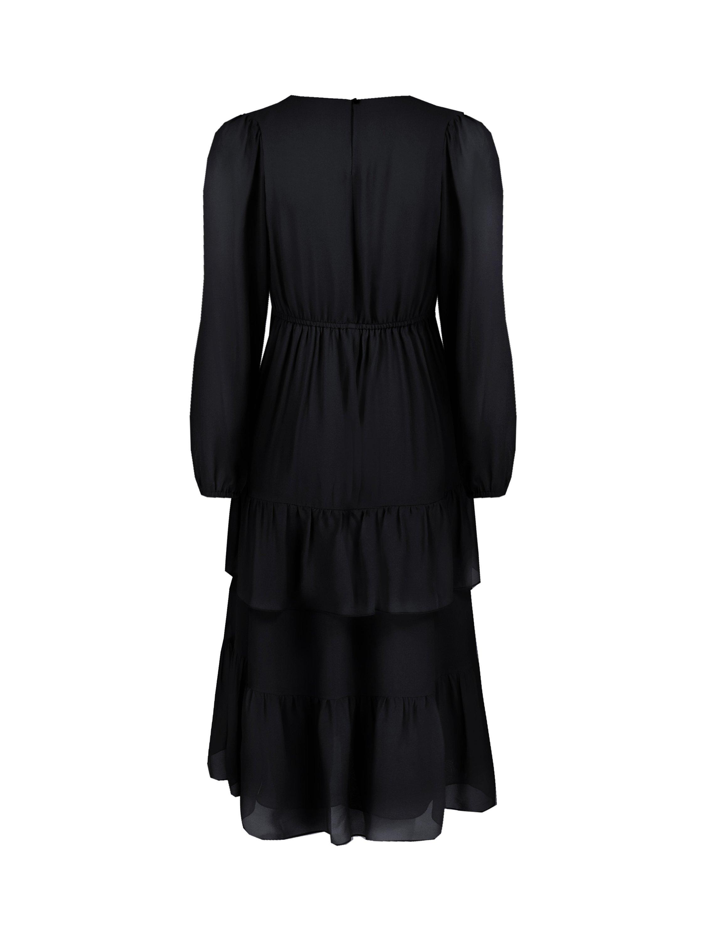Product image 4 of 6, which shows Ro&Zo Tiered Midi Dress, Black, 6