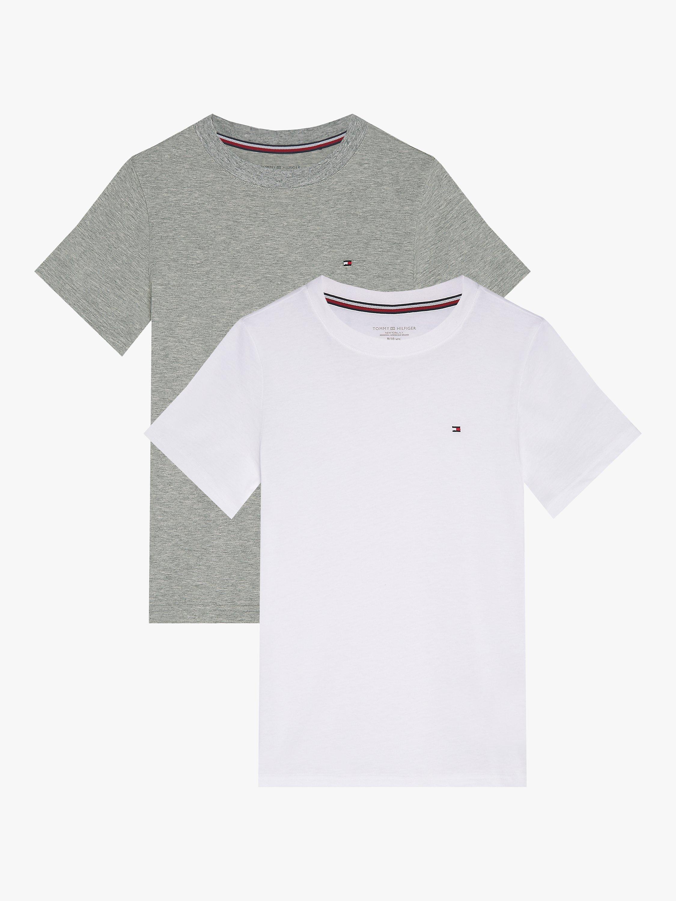 Tommy Hilfiger Kids' The Original Plain Logo T-Shirts, Pack of 2, Grey Heather/White