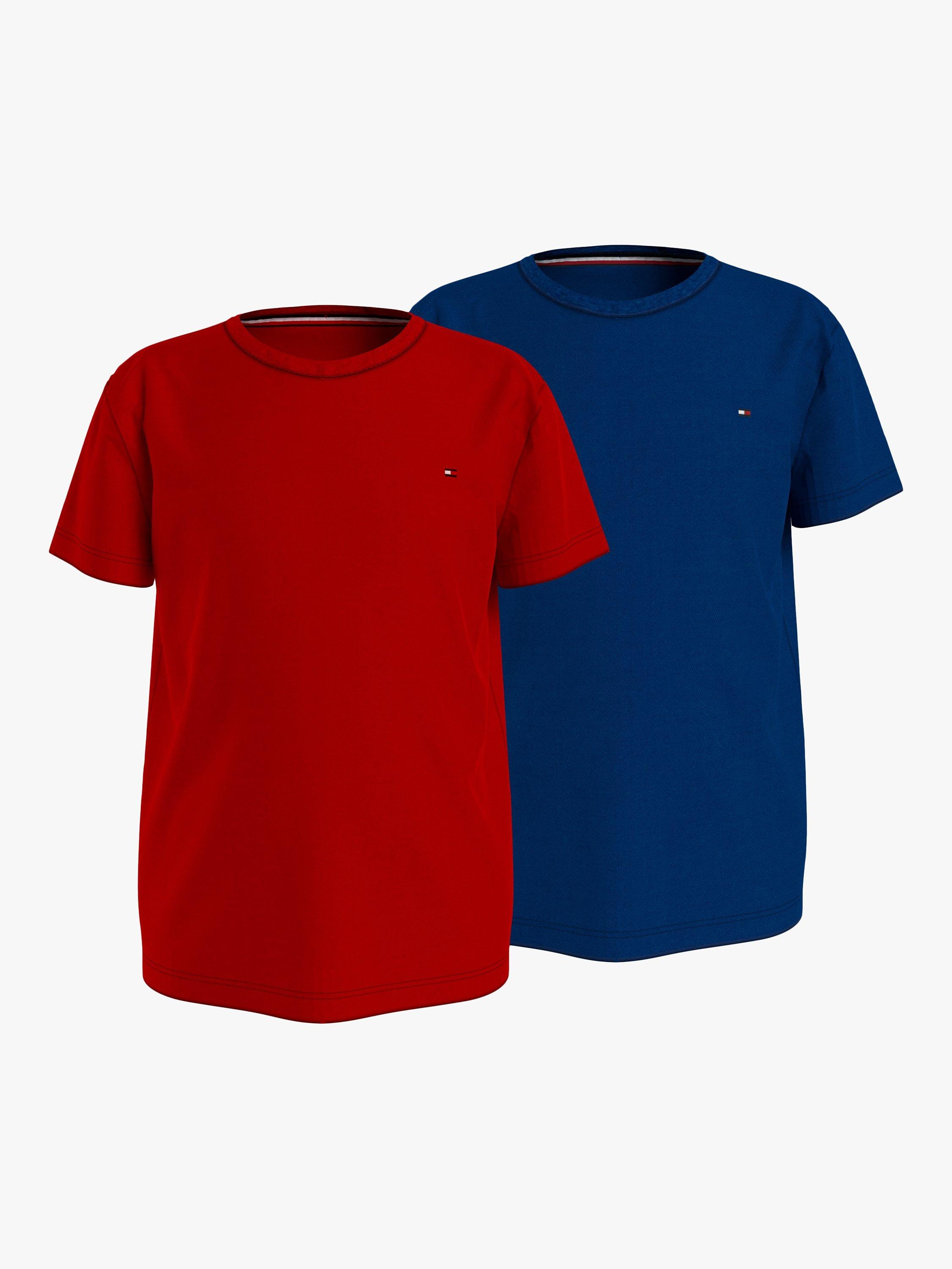 Tommy Hilfiger Kids' The Original Plain Logo T-Shirts, Pack of 2, Red/Indigo, 12-14 years