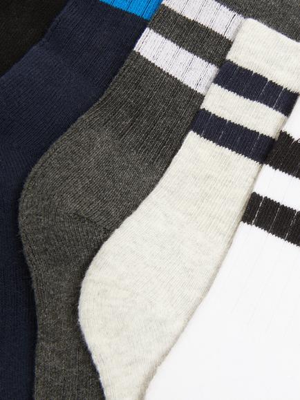 John Lewis Kids' Sport Striped Tube Socks, Pack of 5, Blue/Multi - view 2, Blue/Multi