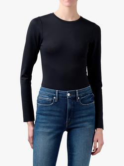 Good American Sculpting Crew Neck Bodysuit, Black, Black