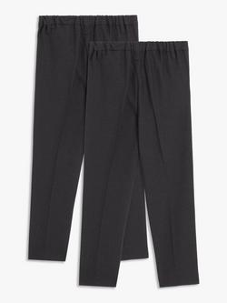 John Lewis Boys' Adjustable Waist Slim Fit School Trousers, Pack of 2 - view 2, Grey
