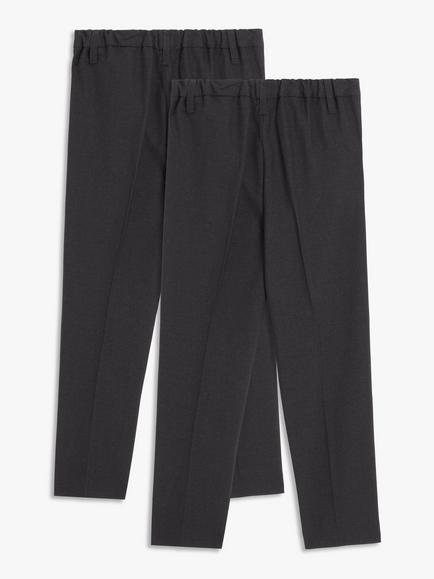John Lewis Boys' Adjustable Waist Slim Fit School Trousers, Pack of 2 - view 2, Grey