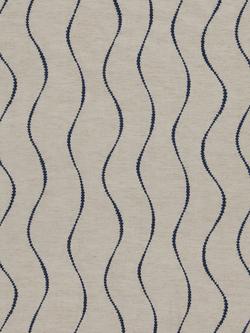 John Lewis Picot Stripe Embroidery Pair Lined Eyelet Curtains - view 2, Navy