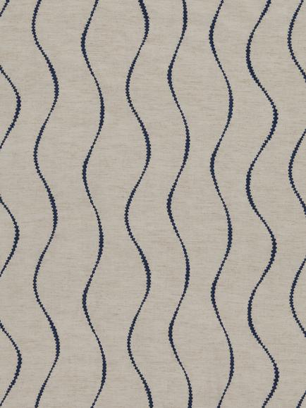 John Lewis Picot Stripe Embroidery Pair Lined Eyelet Curtains - view 2, Navy