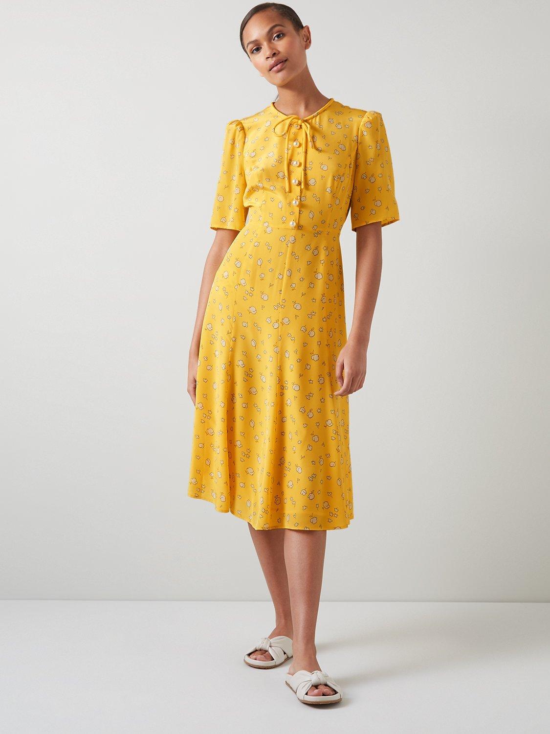 L.K.Bennett Montana Silk Dress, Yellow
