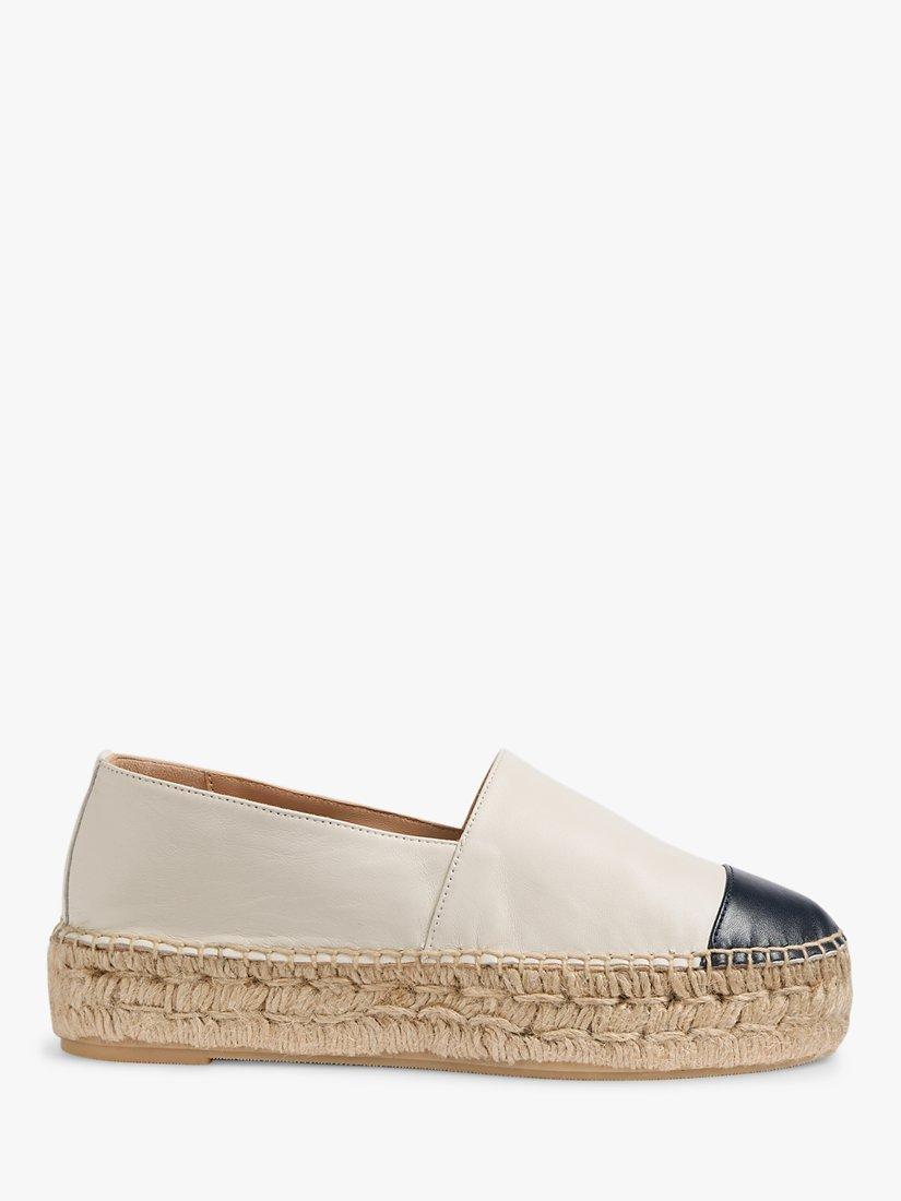 L.K.Bennett Talia Leather Flatform Espadrilles, Buttercream