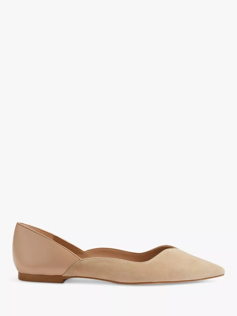 L.K.Bennett Iris Leather Pointed Toe Flats Beige