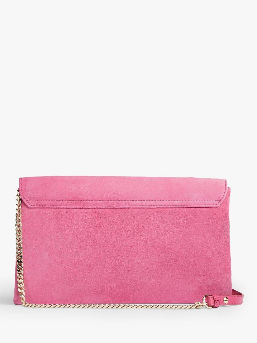 Product image 2 of 3, which shows L.K.Bennett Dora Suede Envelope Clutch Bag, Pink
