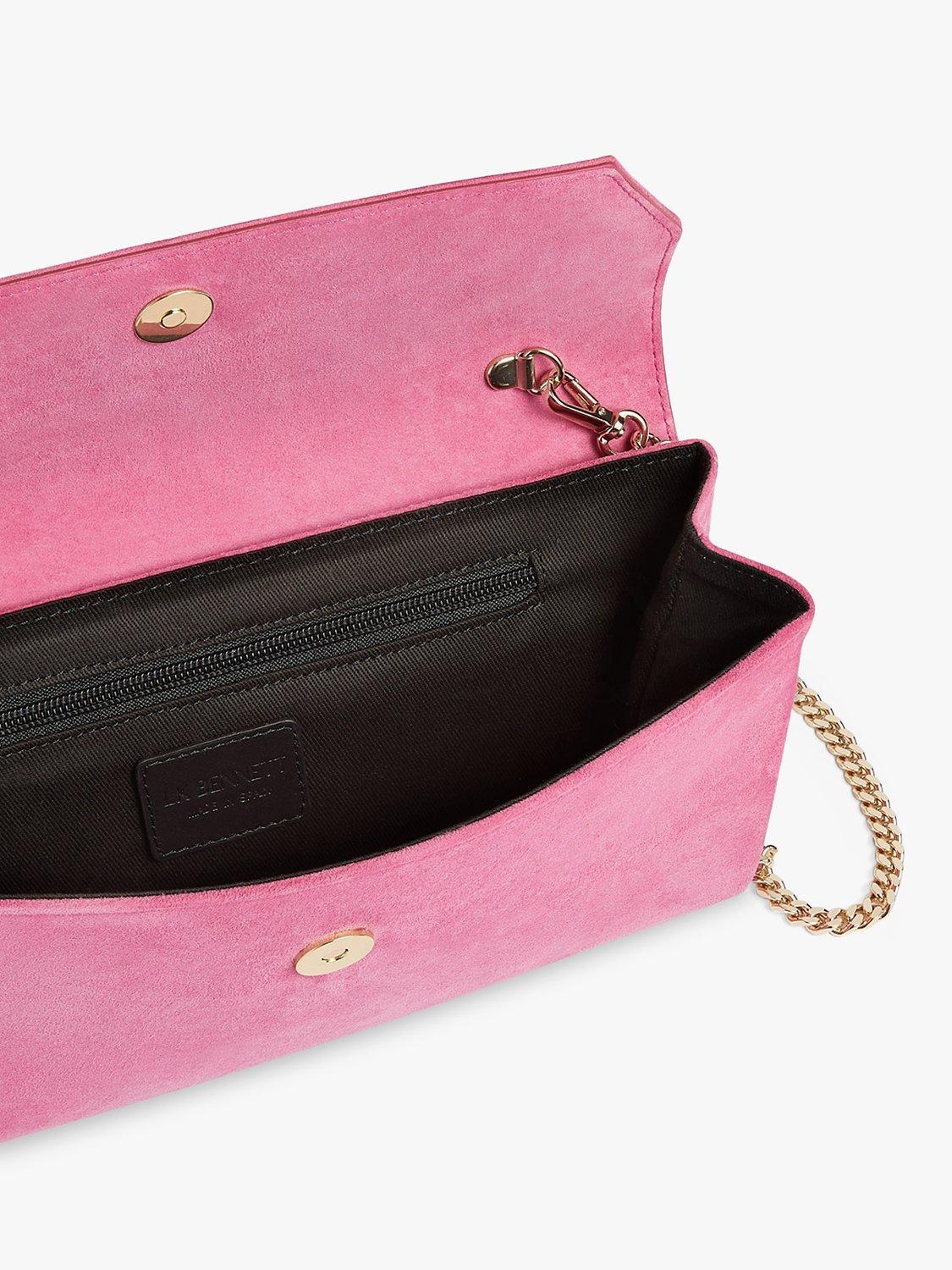 Product image 3 of 3, which shows L.K.Bennett Dora Suede Envelope Clutch Bag, Pink