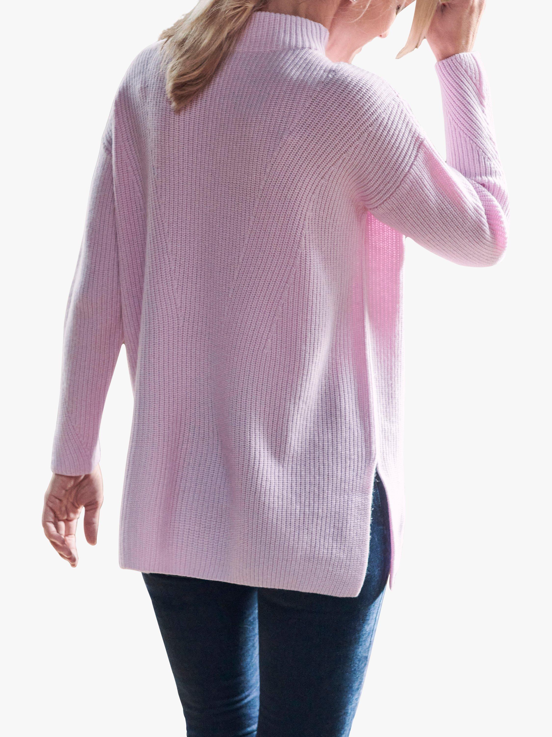 Product image 2 of 3, which shows Pure Collection Wool Cashmere Blend Tunic Jumper, Petal Pink, 18