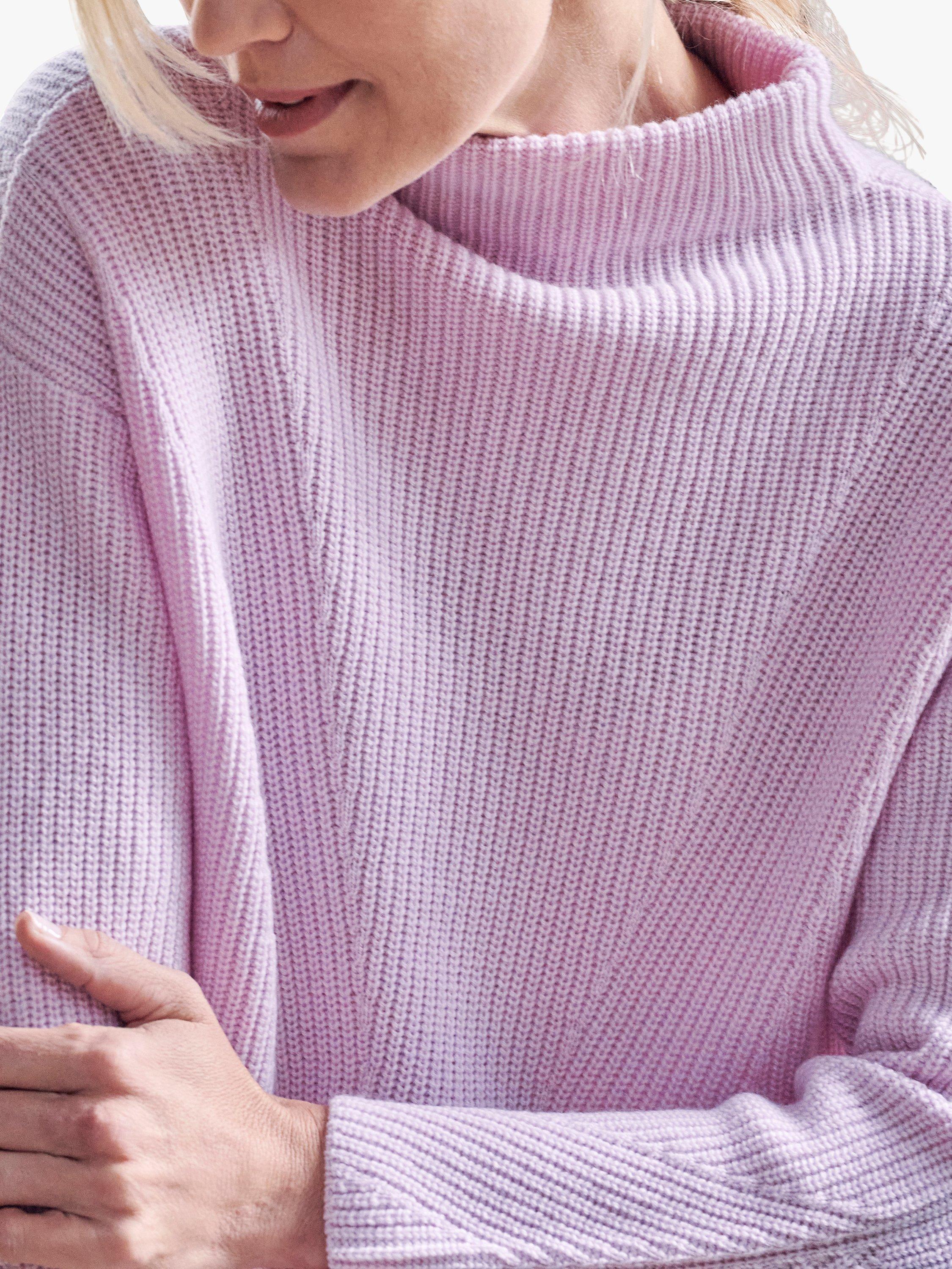 Product image 3 of 3, which shows Pure Collection Wool Cashmere Blend Tunic Jumper, Petal Pink, 18