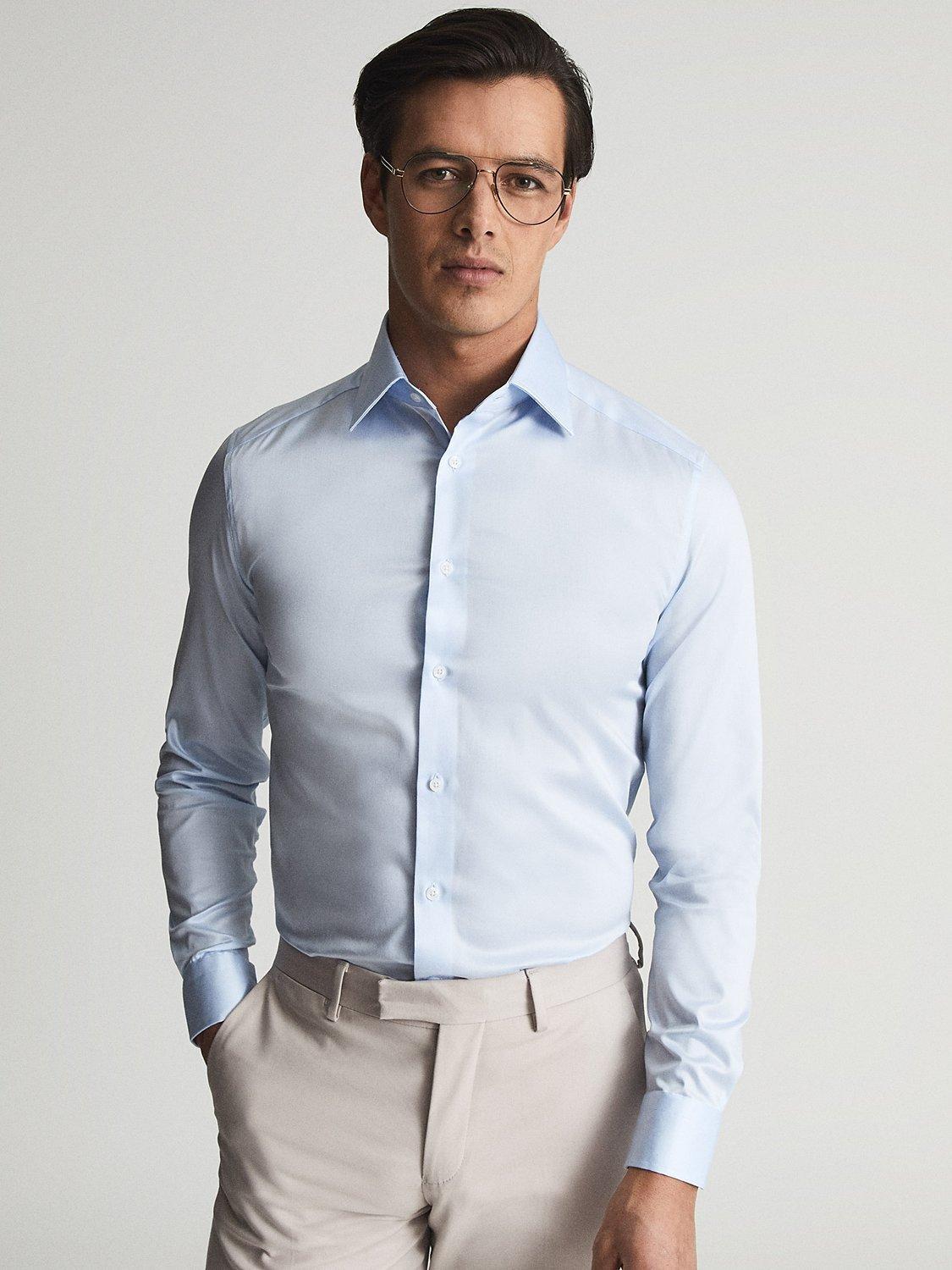 Reiss Frontier Stretch Satin Cotton Slim Fit Shirt