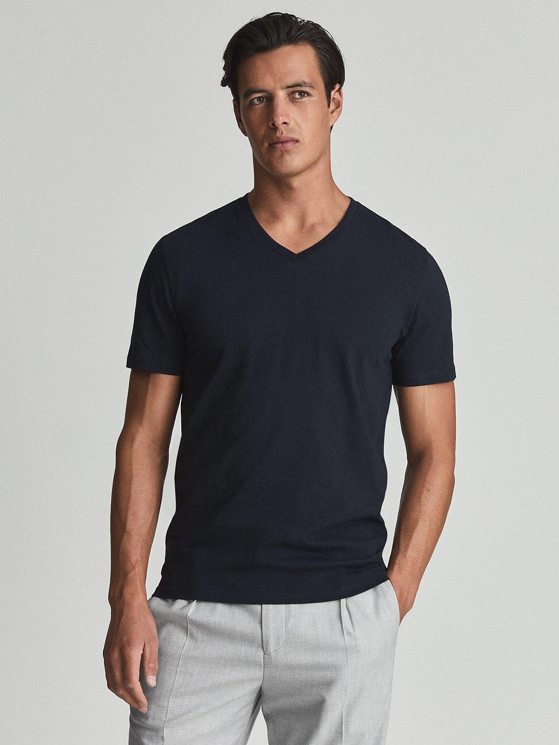 Reiss Dayton V Neck Jersey Top, Navy