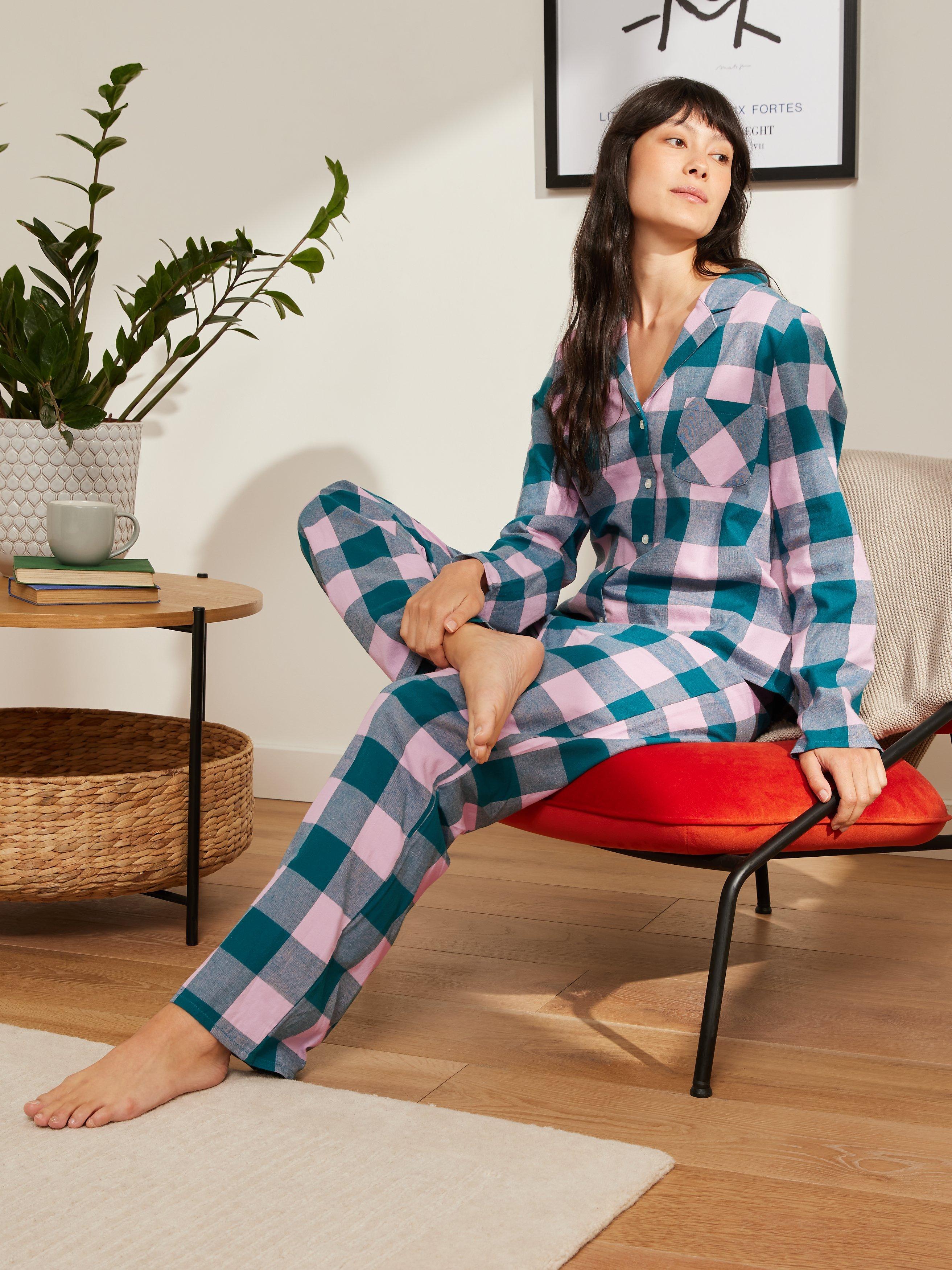 John Lewis ANYDAY Colette Pyjama Set, Green/Blue