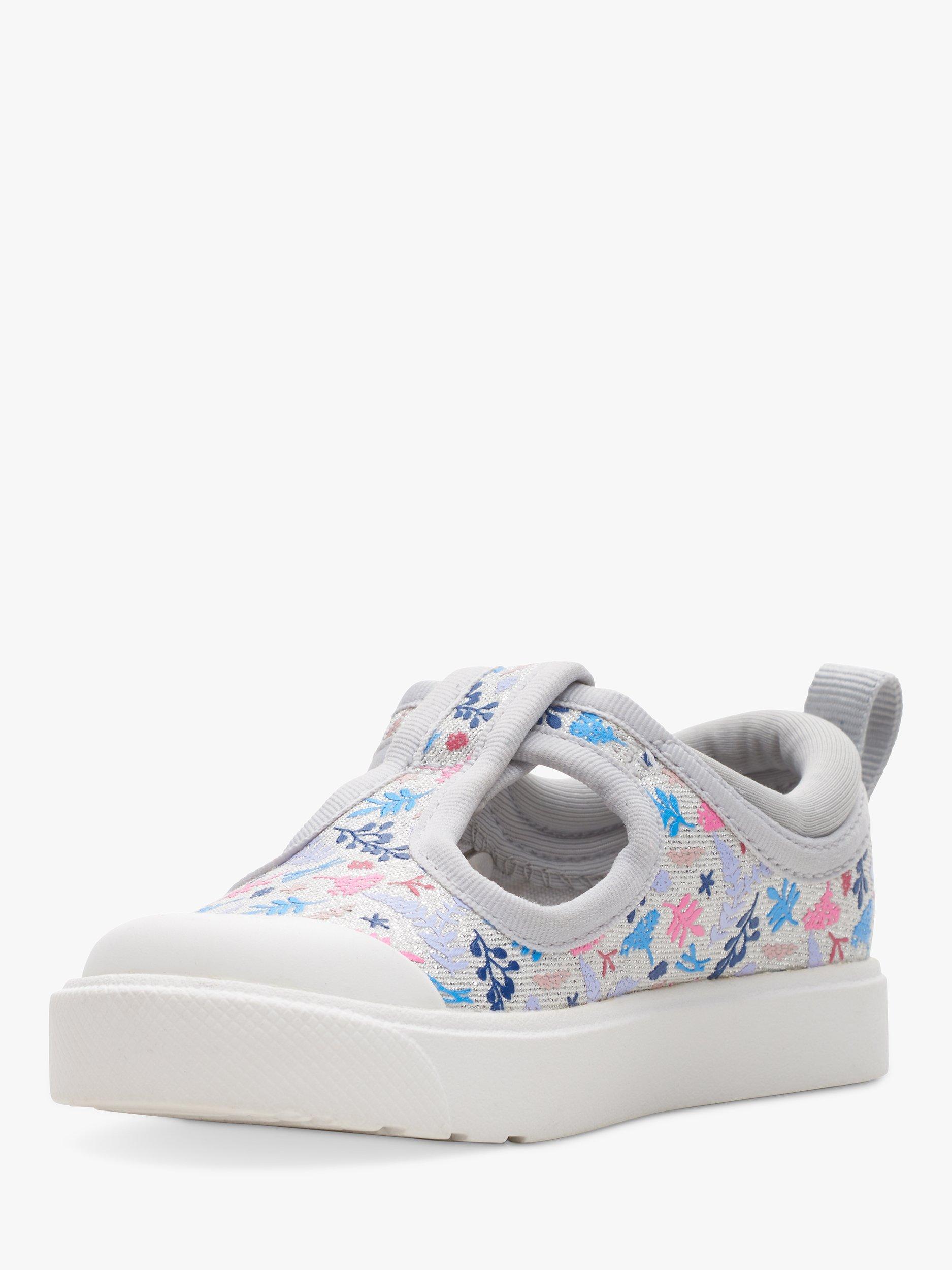 Product image 4 of 7, which shows Clarks Kids' City Dance T-Bar Shoes, Silver, 4F Jnr