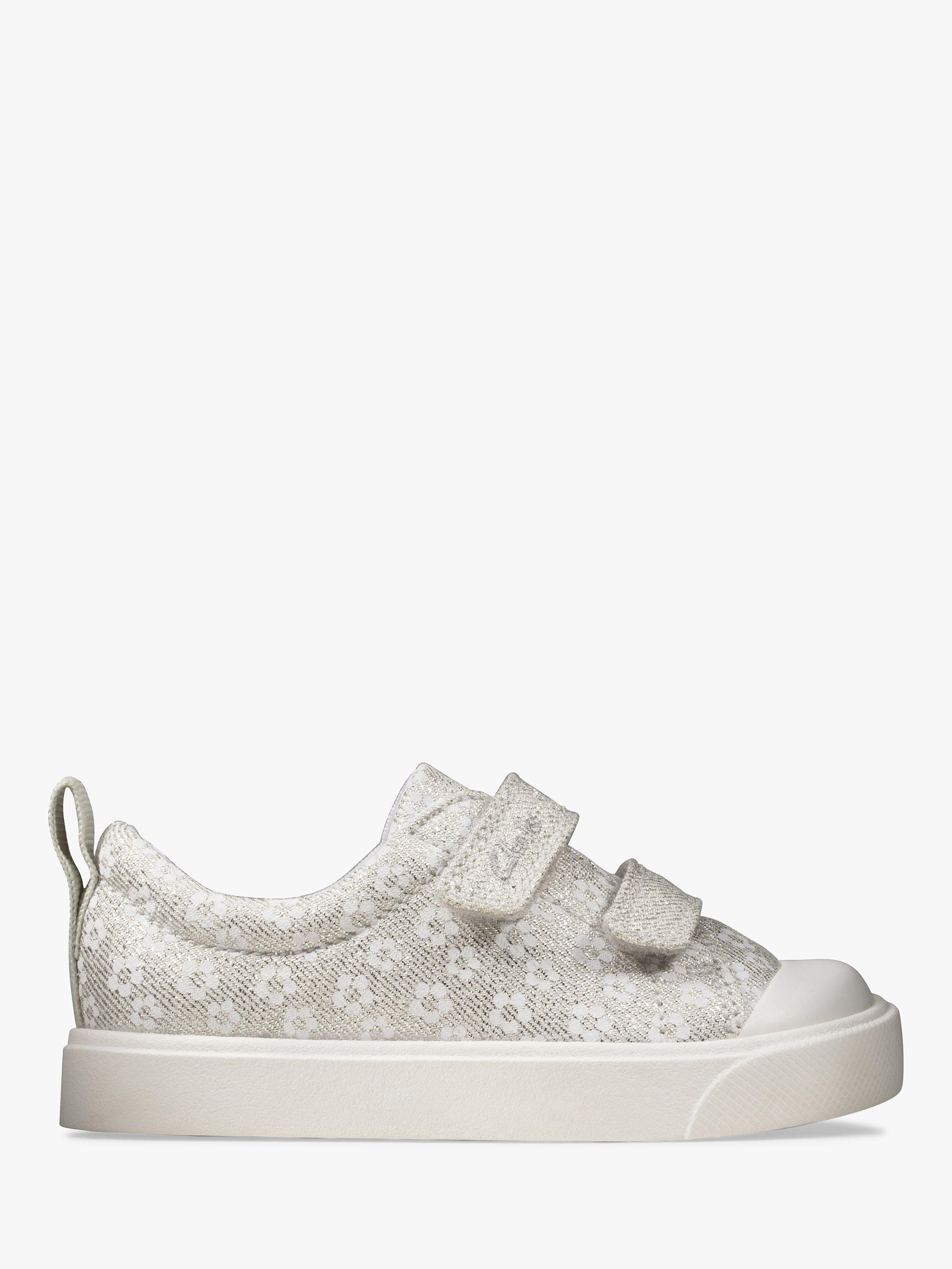 Clarks Kids' City Bright Riptape Trainers, Silver