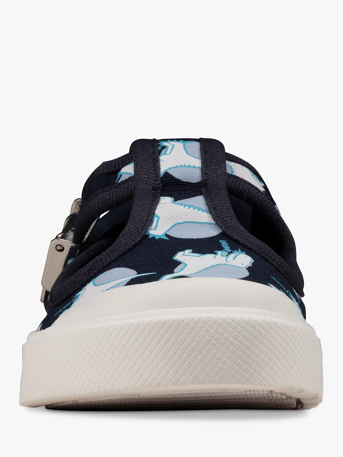 Product image 3 of 7, which shows Clarks Kids' City Dance T-Bar Shoes, Navy Interest, 5G Jnr