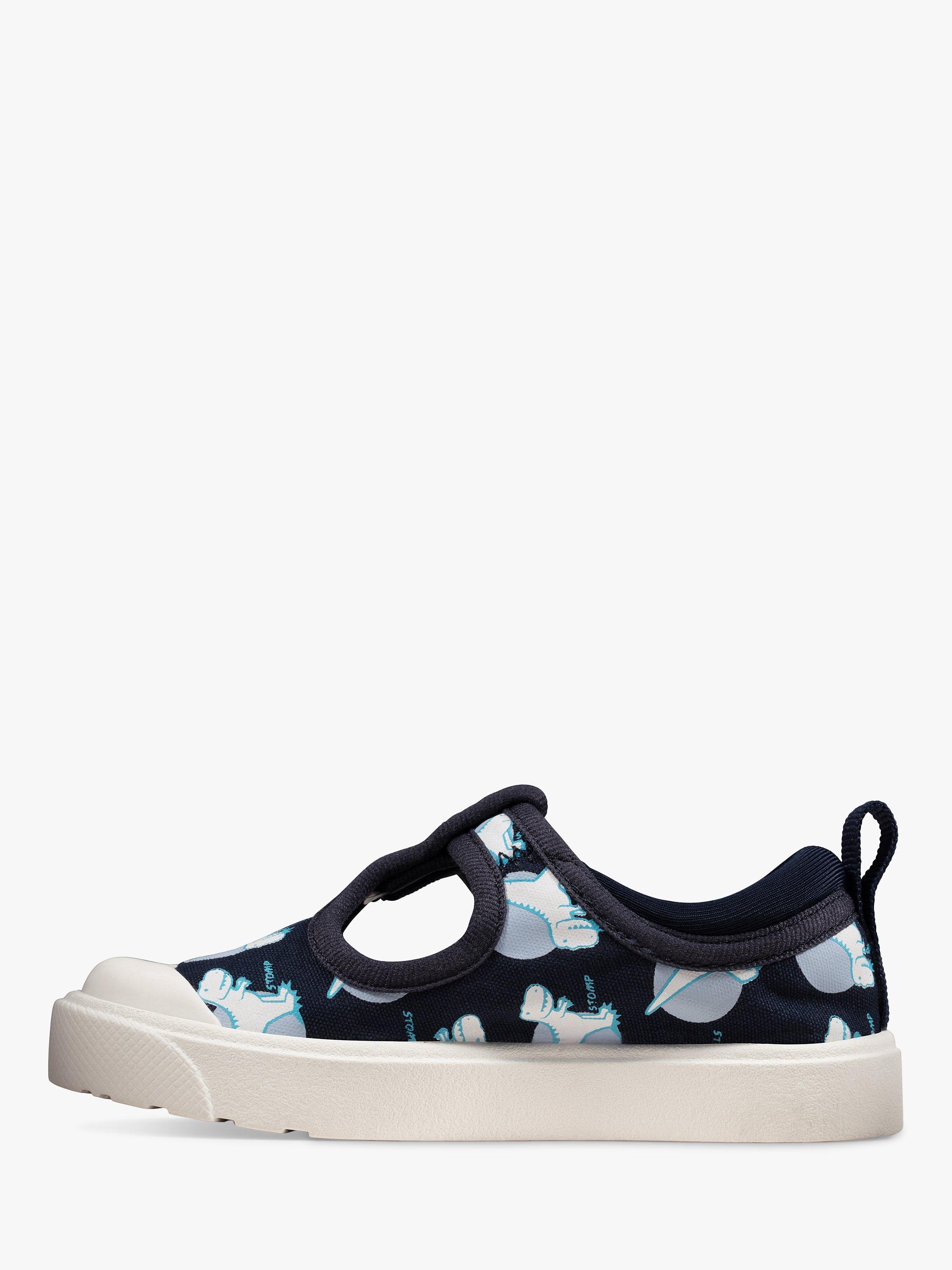 Product image 4 of 7, which shows Clarks Kids' City Dance T-Bar Shoes, Navy Interest, 5G Jnr