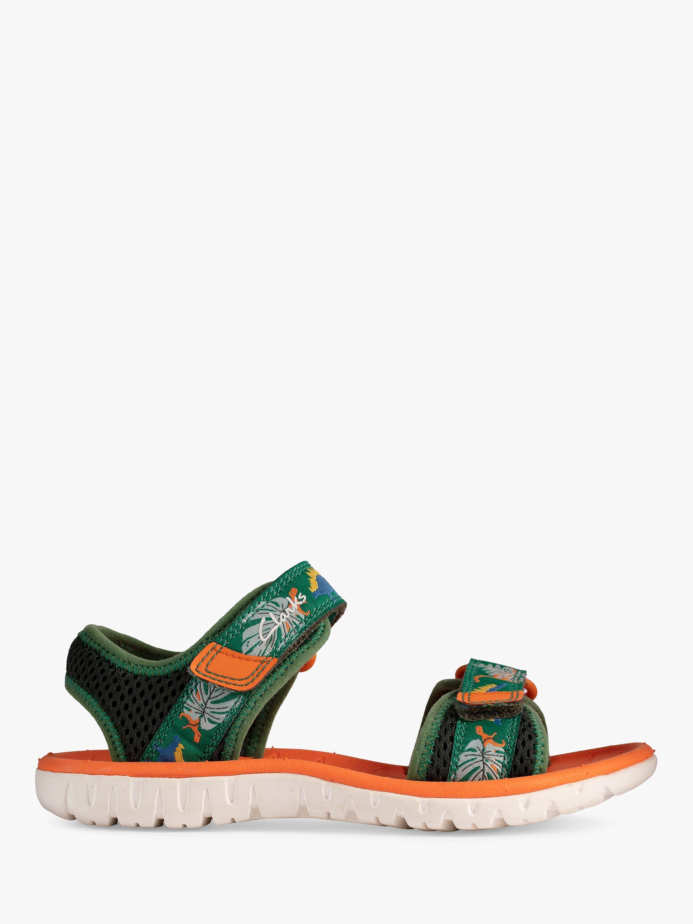 Clarks Junior Surfing Tide Sandals, Green Combi