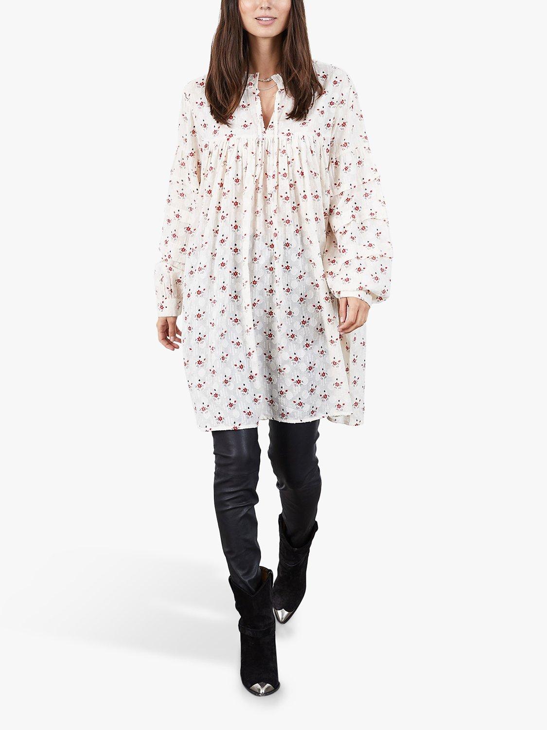 Lollys Laundry Georgia Floral Shirt Oversize Dress, Creme