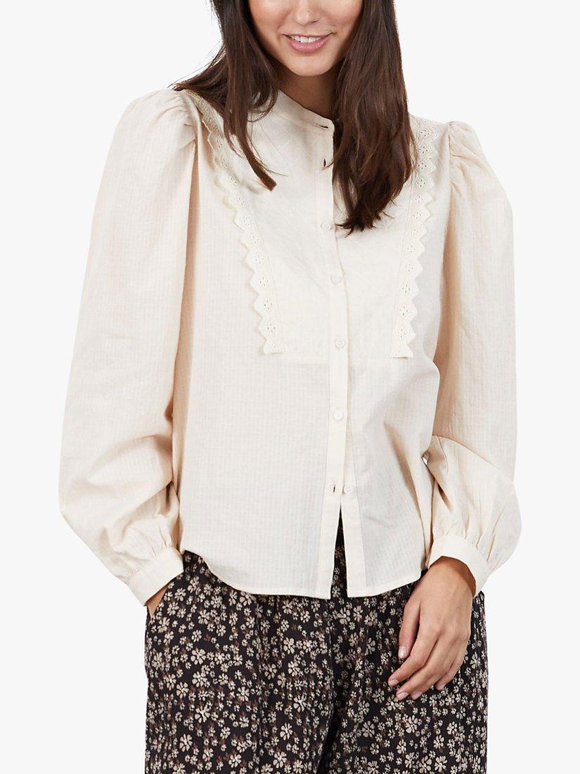 Lollys Laundry Pearl Lace Detail Blouse, Natural 