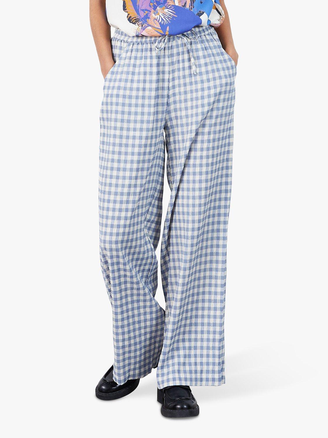 Lollys Laundry Rita Check Trousers, Dusty Blue/Multi