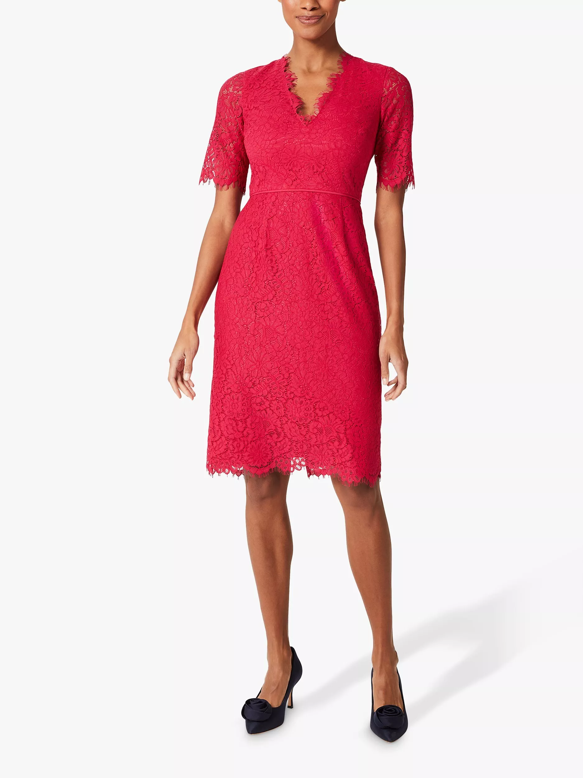 Hobbs Anastasia Lace Shift Dress Fuchsia Pink