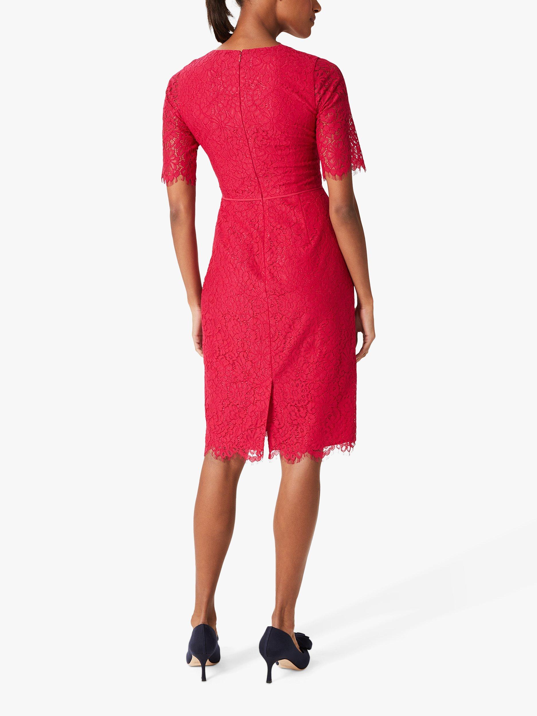 Hobbs Anastasia Lace Shift Dress Fuchsia Pink