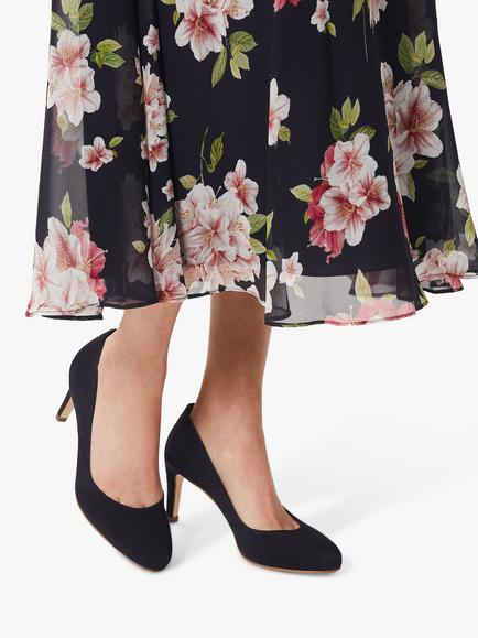 Hobbs Lizzie Suede Stiletto Heel Court Shoes - view 2, Navy