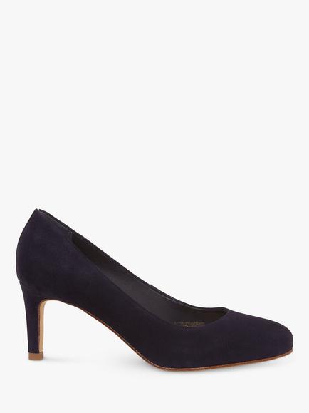 Hobbs Lizzie Suede Stiletto Heel Court Shoes, Navy