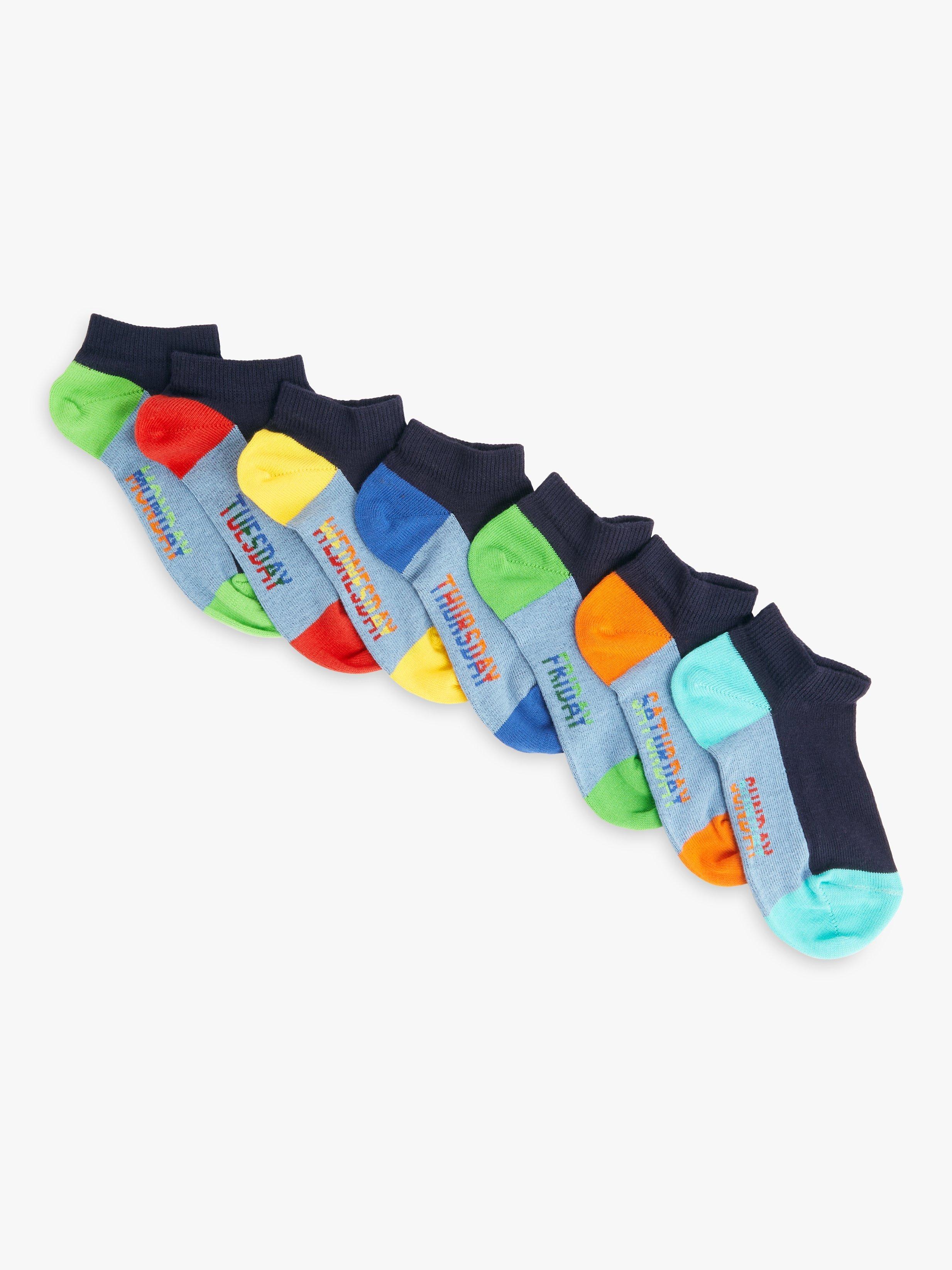 John Lewis Kids' Days of the Week Trainer Liner Socks, Pack of 7, Multi