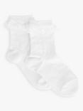 John Lewis Heirloom Collection Kids' Frill Socks, Pack of 2, White