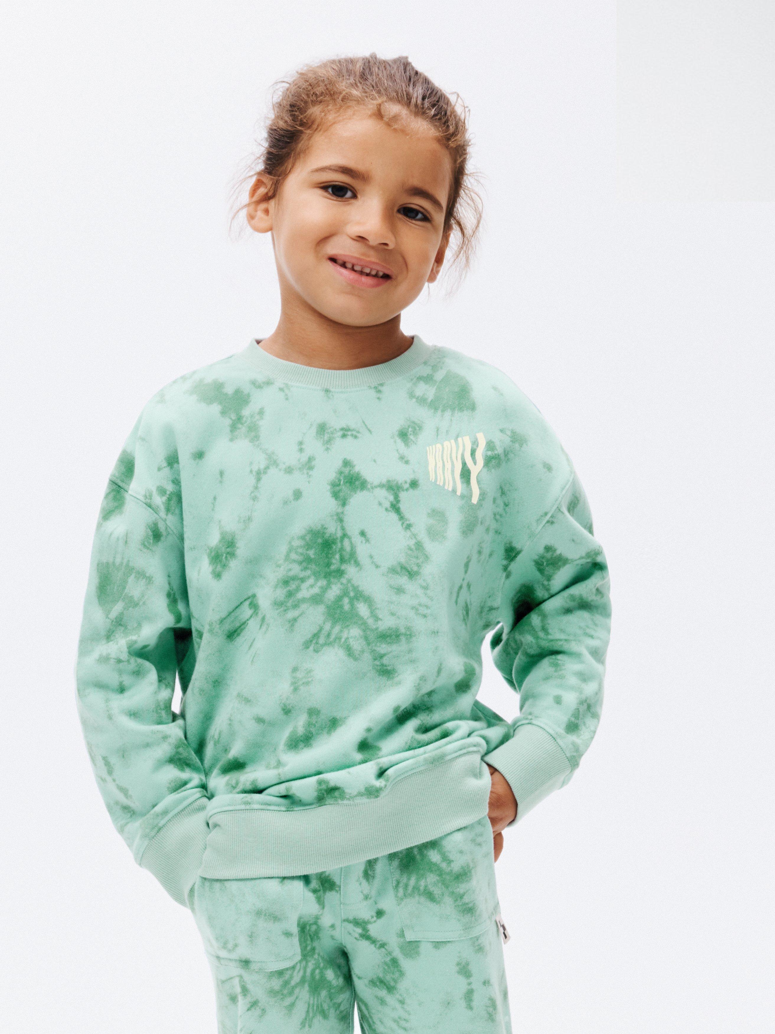 John Lewis Kids' Tie Dye Jumper, Green