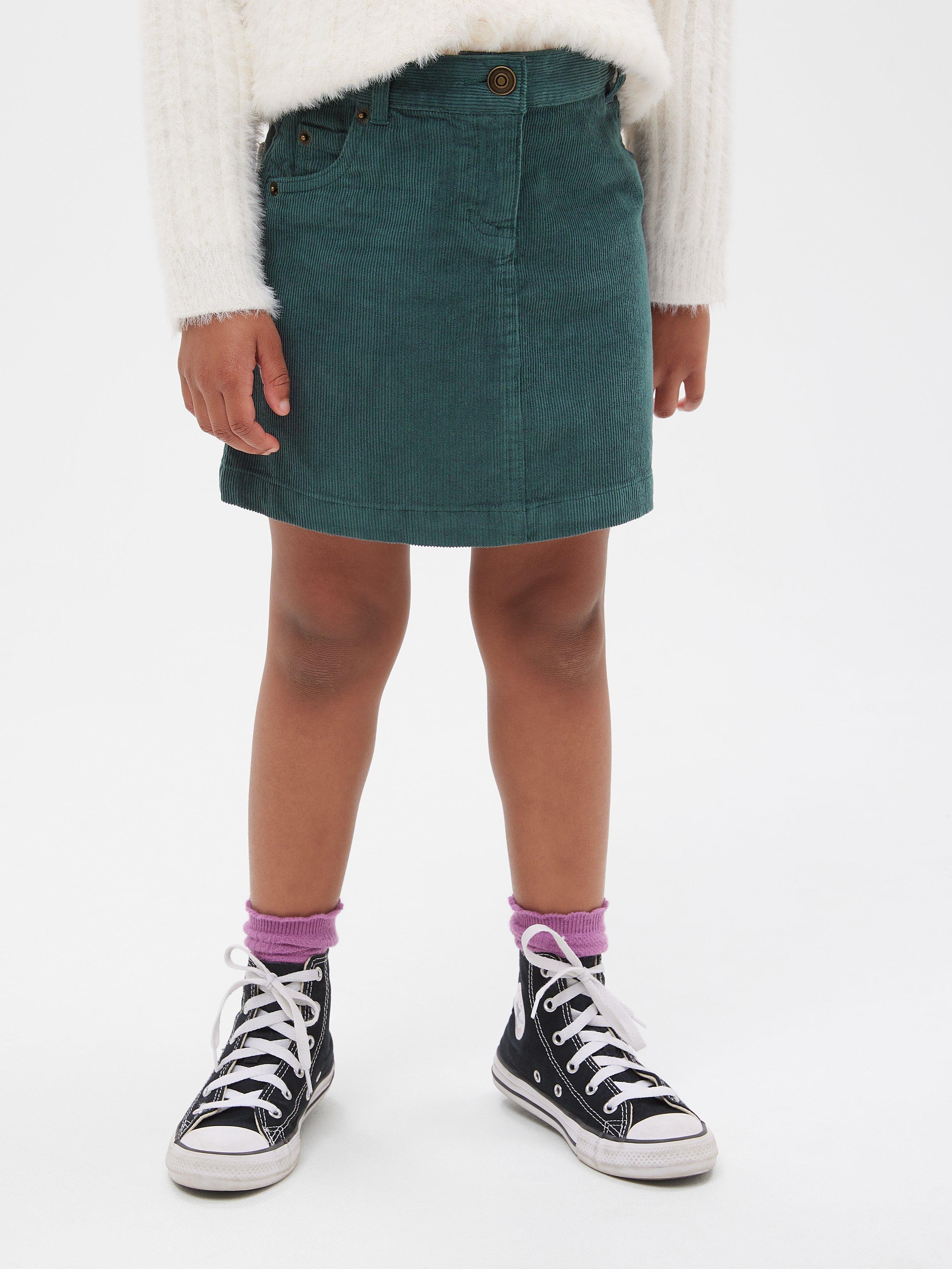 John Lewis Kids' Plain Corduroy Skirt, Green, 11 years