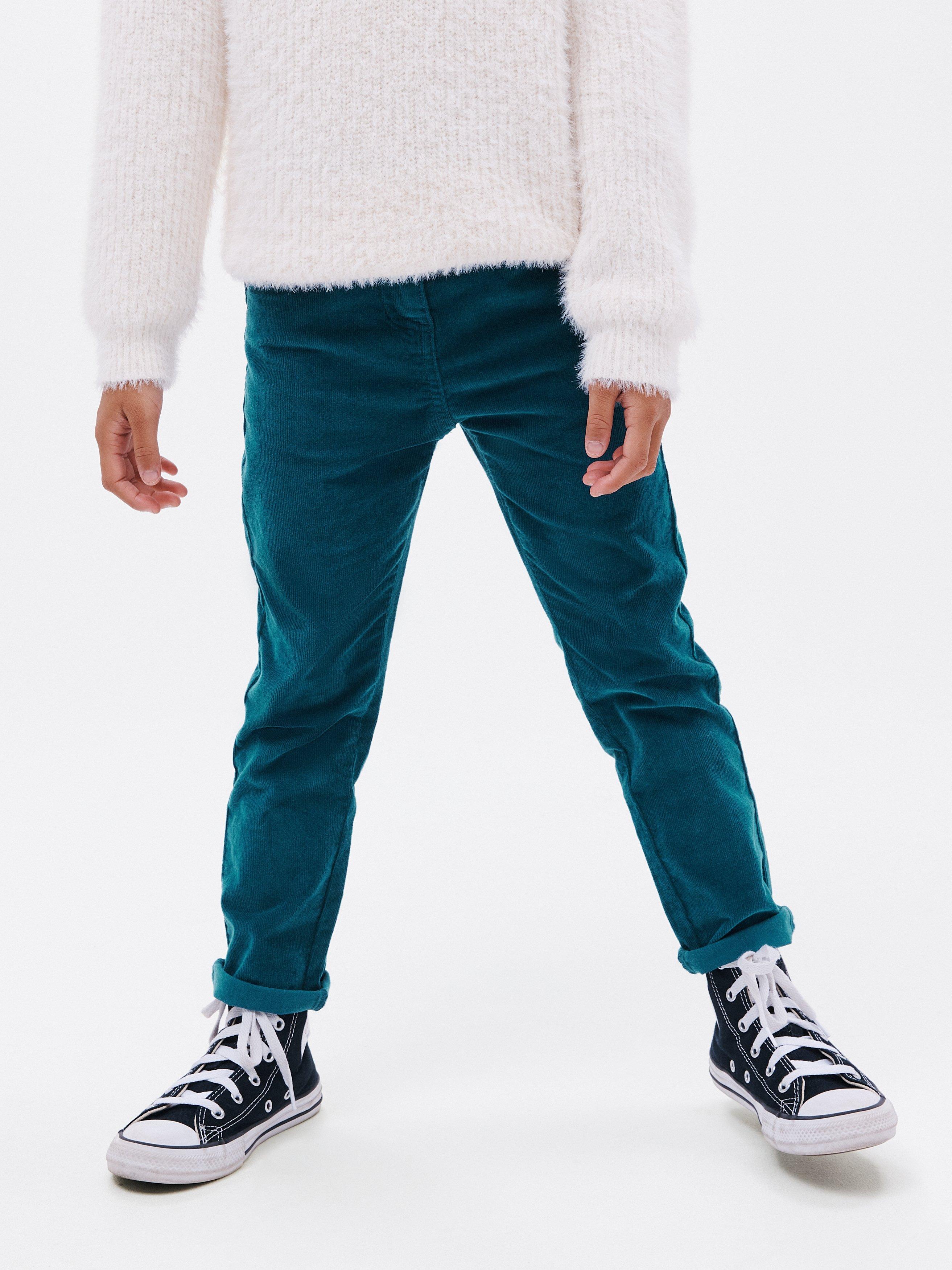 John Lewis Kids' Plain Five Pocket Straight Cut Corduroy Trousers, Green