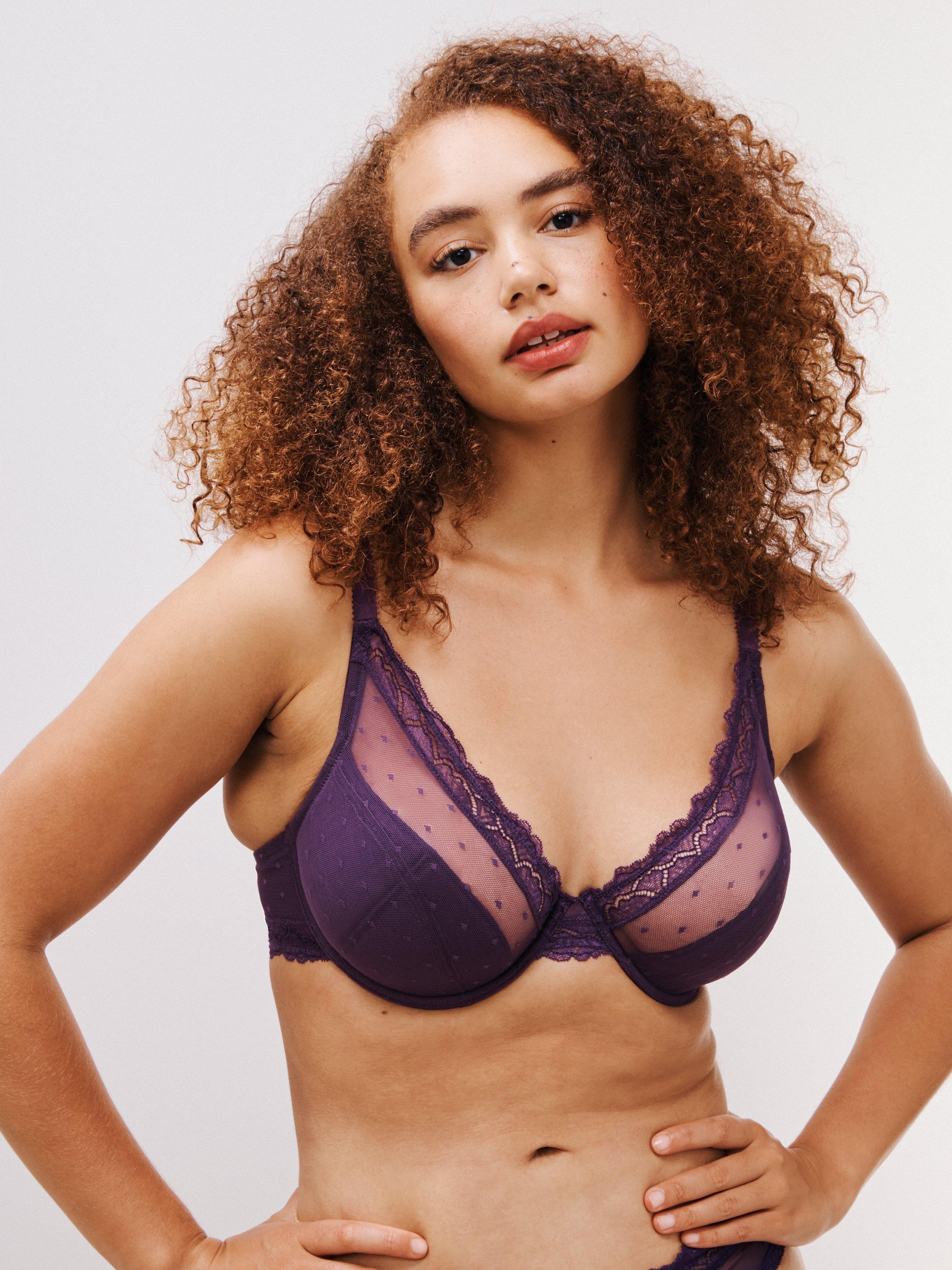 AND/OR Teagan Full Support High Apex Lightly Padded Underwired Bra, E-G Cup Sizes, Blackberry Cordial