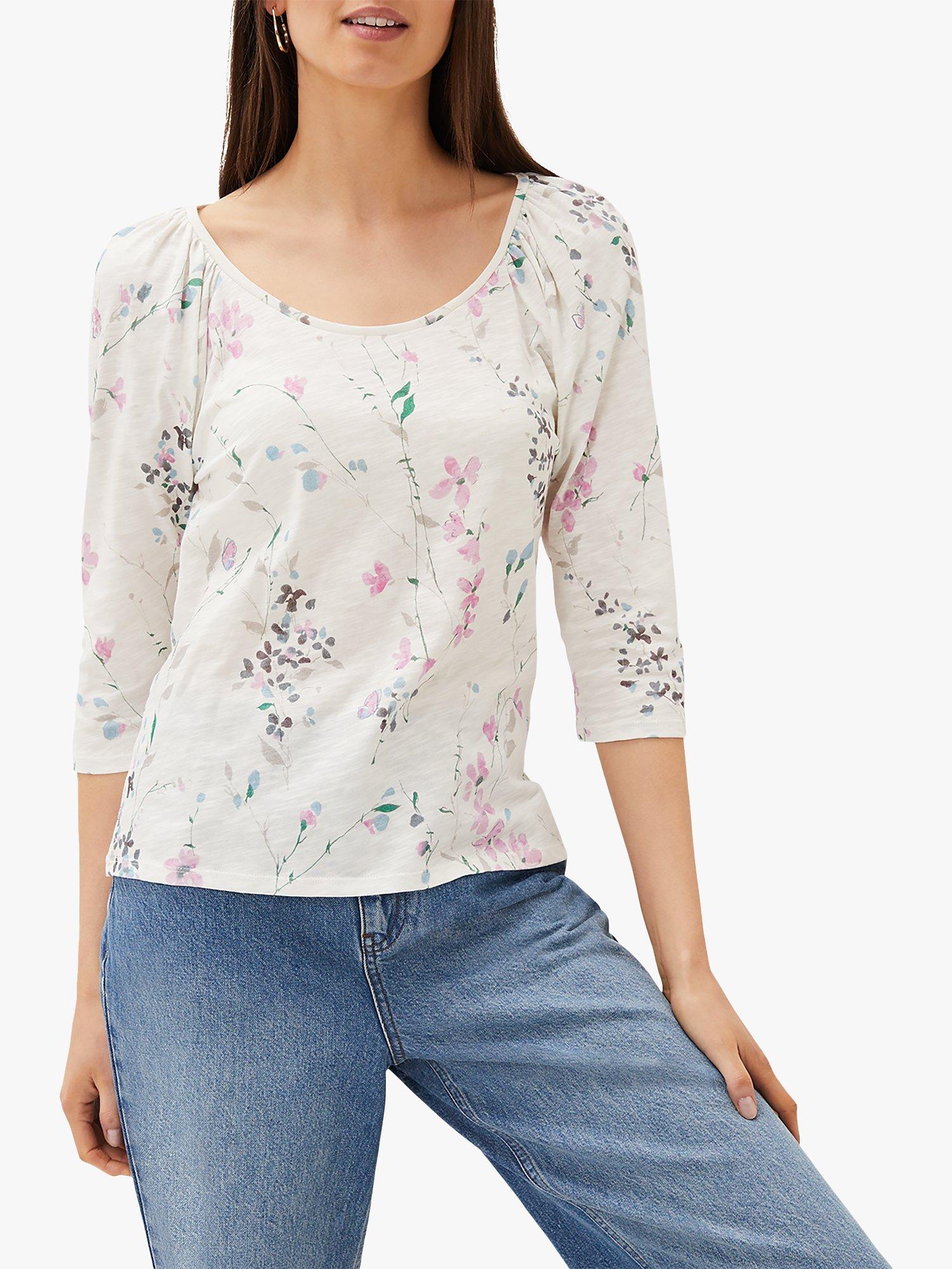 Phase Eight Ellia Meadow Floral Top, White/Multi