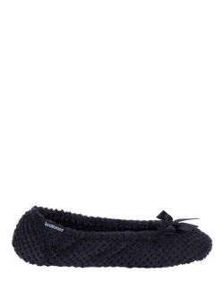 totes Terry Popcorn Ballet Slippers, Black