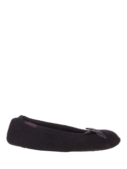 totes Terry Ballerina Slippers, Black