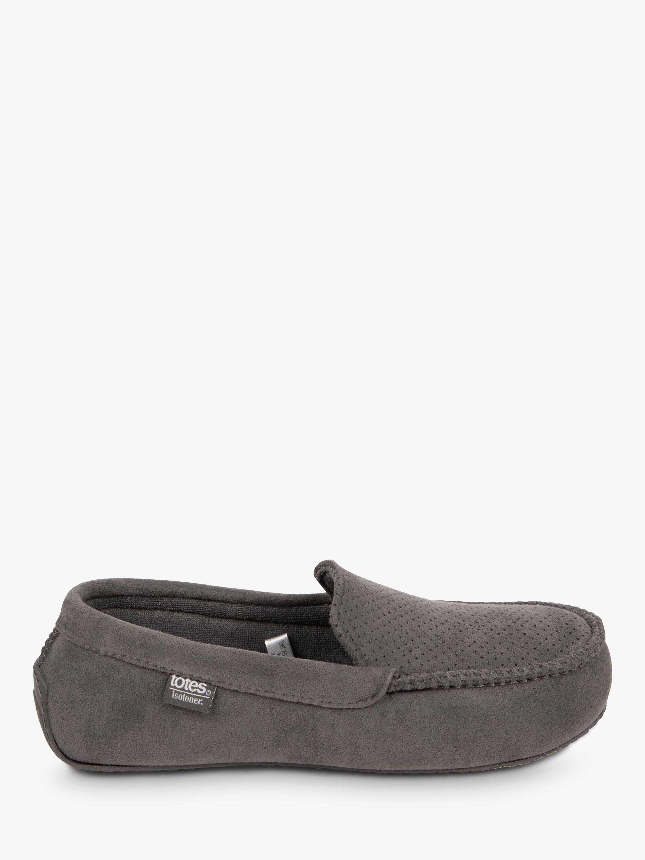 Product image 1 of 6, which shows totes Airtex Suedette Moccasin Slippers, Grey, 8
