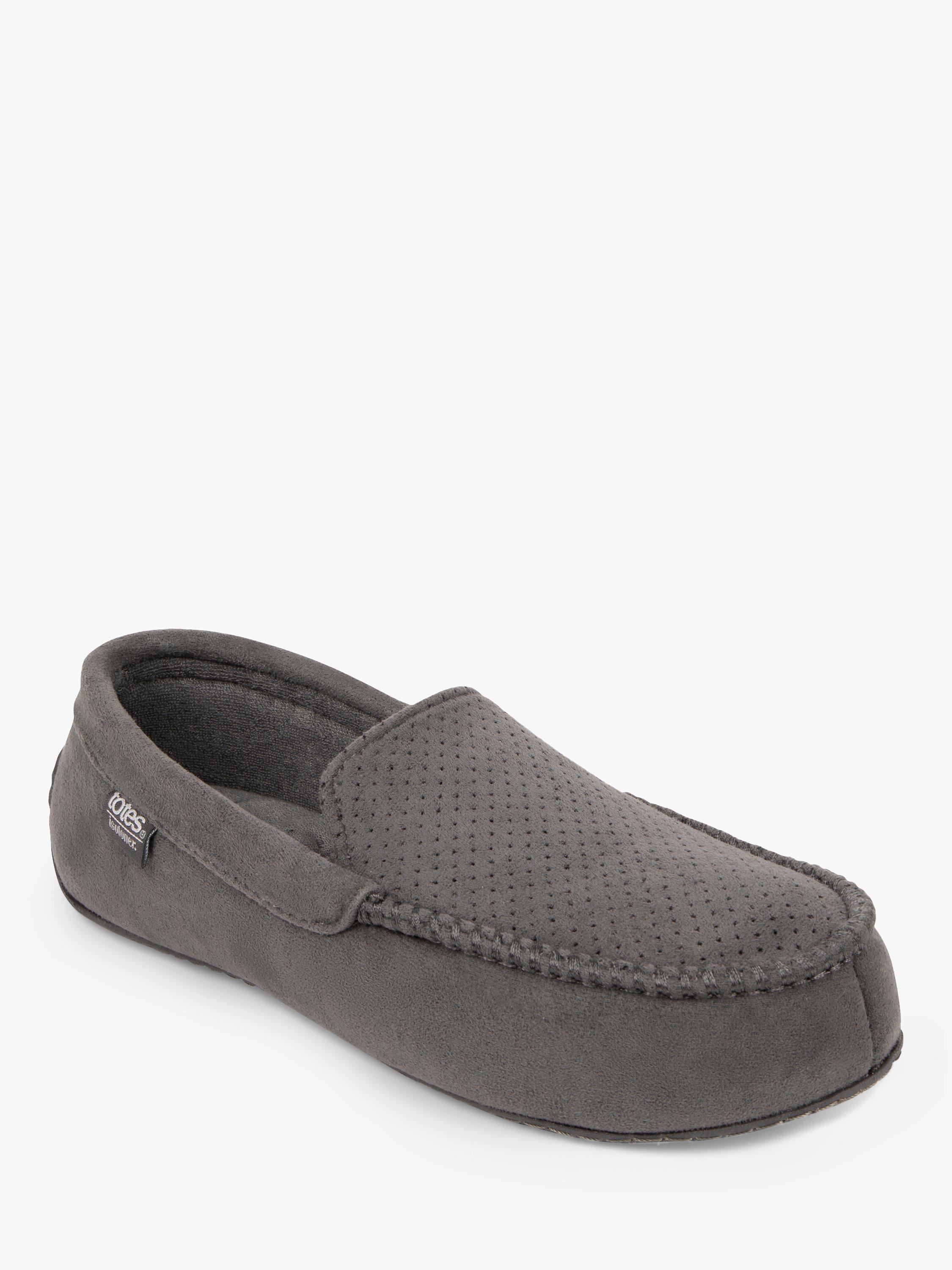 Product image 2 of 6, which shows totes Airtex Suedette Moccasin Slippers, Grey, 8